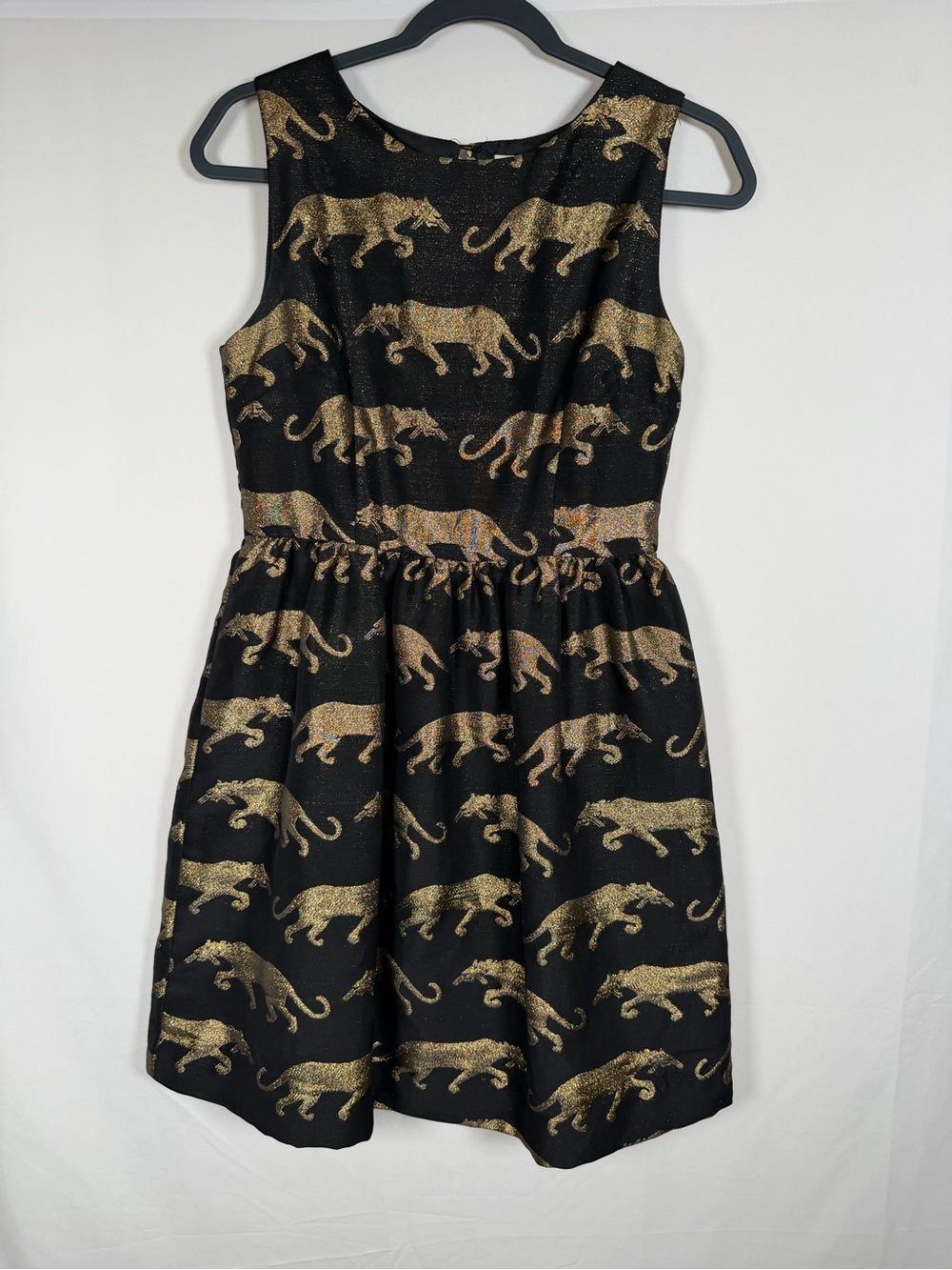 Black‎ Dress with Gold Leopard Print